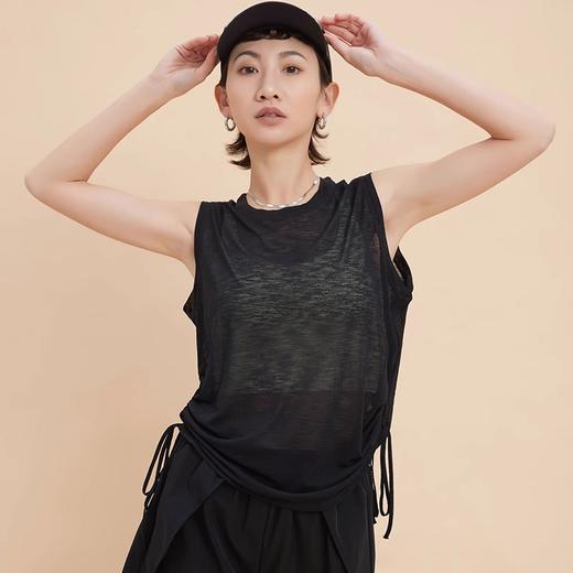 跃牌【安琪拉系列】新款抽绳运动上衣女宽松休闲速干无袖瑜伽背心DX-6403 商品图2