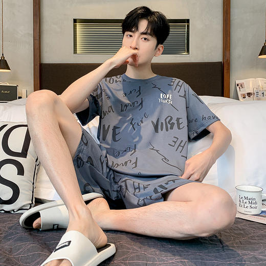 夏季莫代尔卡通睡衣男士圆领短袖短裤薄款休闲外穿男生家居服套装 商品图1