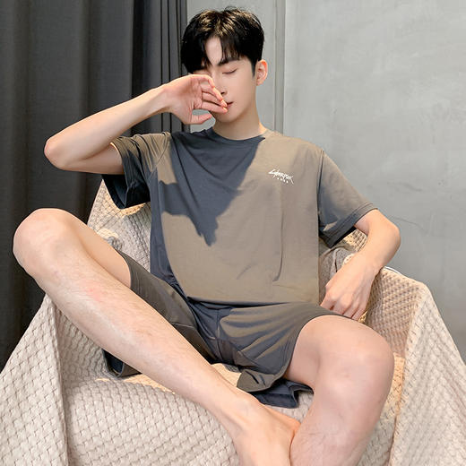 夏季莫代尔卡通睡衣男士圆领短袖短裤薄款休闲外穿男生家居服套装 商品图3