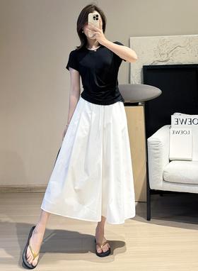 山本轻防晒砂纸裙裤速干阔腿裤不贴腿凉感8分裤A型伞裤