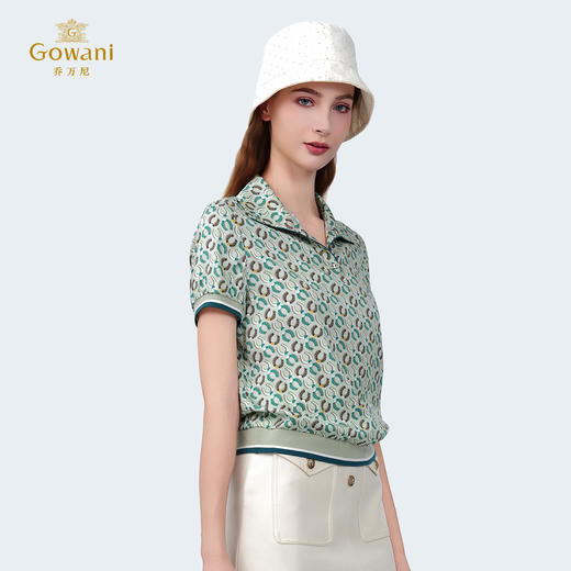 乔万尼新品2025夏季小燕领休闲真丝短袖上衣ED2C446 商品图2