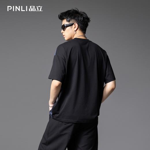 PINLI品立2025夏季新款男士人物印花宽松短袖T恤潮牌高街休闲上衣B252111082 商品图2