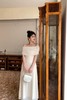 ELLA JADE 米色气质优雅一字肩连衣裙 20219 商品缩略图0
