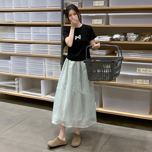 【YW】无忧购法式温柔风暮云纱半身裙女夏季高腰a字蓬蓬纱裙H-1826（截单后3-5天发货) 商品图4