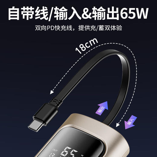 【国家3C认证】爱沃可（iWALK）65W快充HBT001 自带线笔记本充电宝20000mAh应急移动电源大功率可上飞机华为电脑苹果15/16手机平板 商品图7