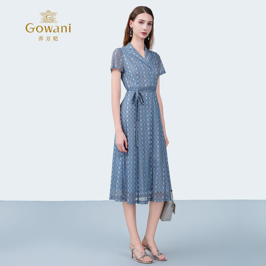 乔万尼2025新品法式收腰定制双G格纹衬衫连衣裙ED2E431 商品图3