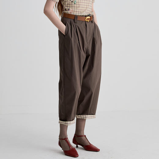 谜底休闲裤女2025夏季新品通勤百搭廓形感长裤萝卜裤子252MK0619 商品图1