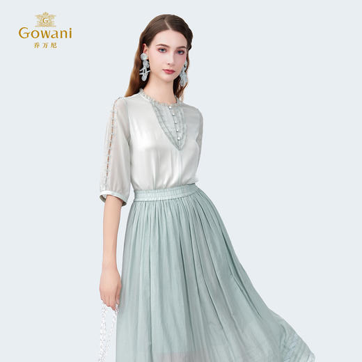 乔万尼夏季新品真丝优雅气质拼接上衣ED2C447 商品图2