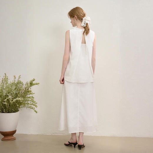 【清爽天丝】气质优雅套装女夏季背镂空衬衫搭半裙两件套V1050582 商品图4