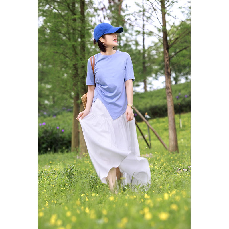 设计感桑蚕丝丝光T