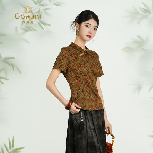 乔万尼2025新品新中式真丝不规则门襟衬衫上衣ED2C427 商品图2