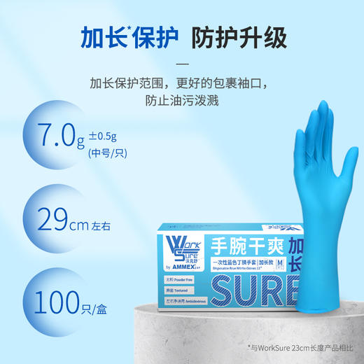 【国产 加长款】一次性蓝色丁腈手套OWSBNL 商品图3