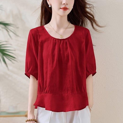 苎麻宽松薄款小衫，时尚气质棉麻上衣潮HR-YUMO8950 商品图1