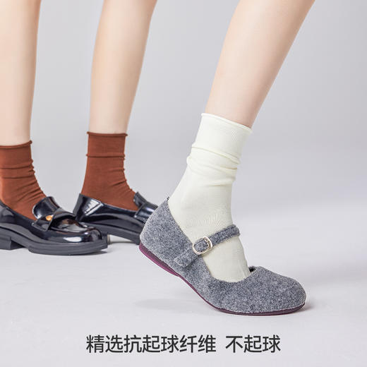 左分之右袜子女春夏款纯棉10A抗菌中筒袜糖果成人无骨卷边堆堆袜 商品图3