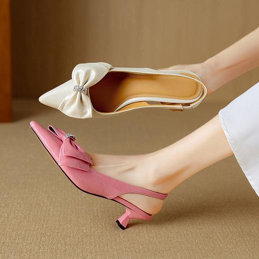 【预售5天】春夏新款包头凉鞋女法式小众尖头猫跟高跟鞋蝴蝶结单鞋DB&M6209 商品图4