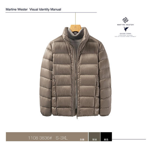 1108 3836男式日本帝人10D超薄羽绒面料隐藏式帽立领鹅绒服 商品图1