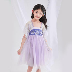 笛莎童装女童汉服夏装新款洋气宝宝公主裙国风大童连衣裙儿童裙子