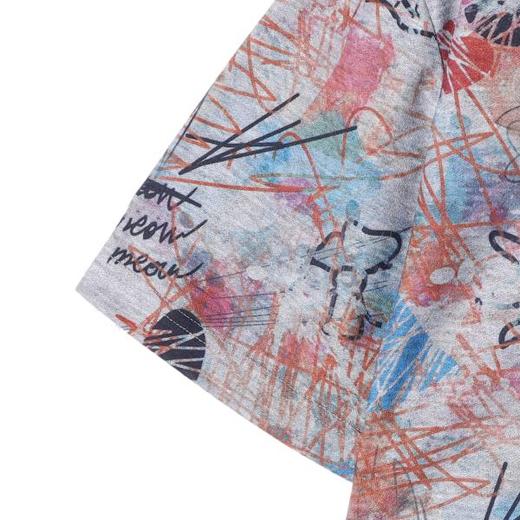 T3534夏季高级感新款男士韩系涂鸦撞色图案短袖T恤小众设计简约上衣 商品图4