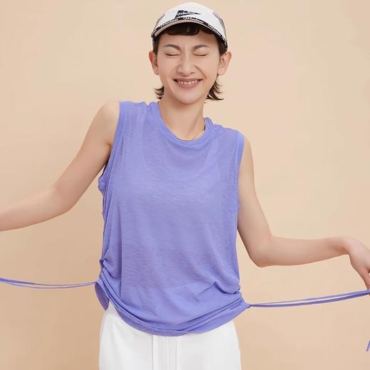 跃牌【安琪拉系列】新款抽绳运动上衣女宽松休闲速干无袖瑜伽背心DX-6403 商品图3