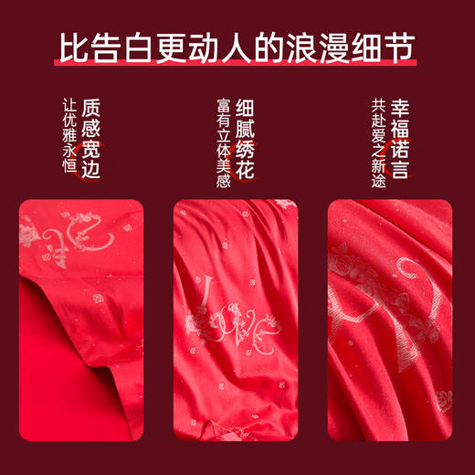 2025年春夏新款雅芳婷浪漫婚庆床笠五件套新中式刺绣被套50支套件 商品图4