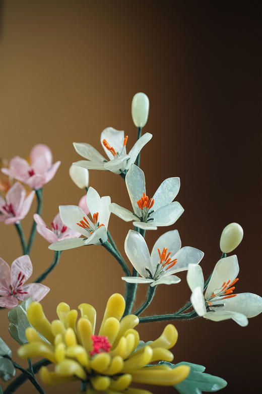 【已售】独角鹿西洋古董 中国出品传统花卉纹景泰蓝盆装饰「寿寿满堂迎福贵」珍宝像生盆景 商品图3