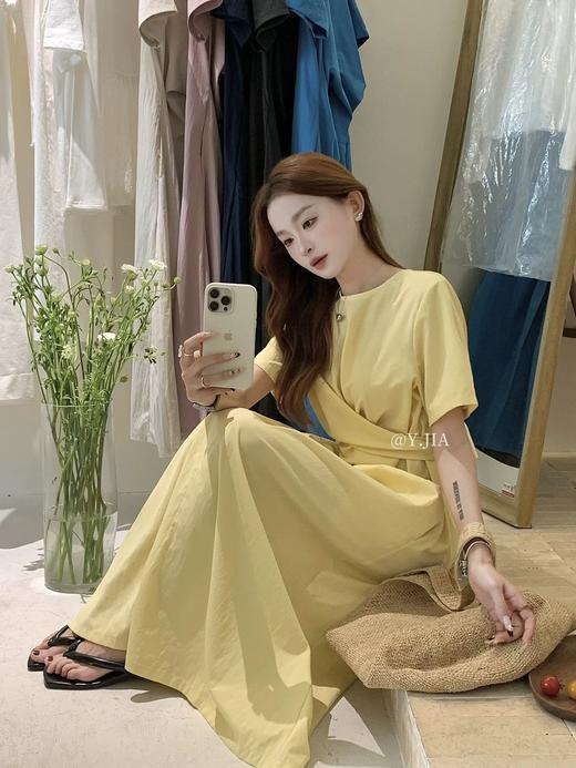 【GZ】无忧购法式温柔交叉系带蝴蝶结收腰a字连衣裙1953（截单后3-5天发货) 商品图3