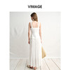 VIMAGE纬漫纪南法温柔拼接压褶裙摆白色吊带连衣裙2025夏季新款V2307917 商品缩略图4