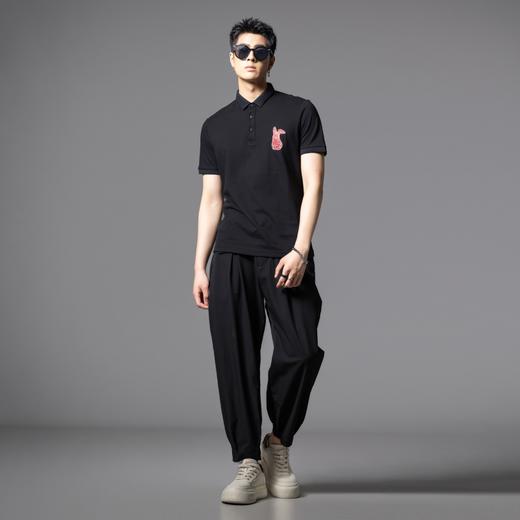 PINLI品立2025夏季新款男士修身贴布绣翻领短袖POLO衫上衣T恤潮牌BG252112094 商品图1