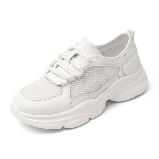 信诺妈妈鞋女款2025新款夏季网面厚底运动休闲鞋软底老爹鞋小白鞋5C5020-1 商品图4