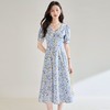「高货sh」全新升级【铂金会员257/天猫349/差价92】(05706)洛诗琳夏季法式清新印花V领连衣裙2025夏季收腰茶歇A字裙sh05706 商品缩略图0