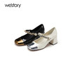 westory2023春季新款粗跟钻扣法式复古玛丽珍女单鞋55371 商品缩略图0