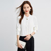 罗蒙春夏长袖衬衫女士时髦休闲圆领衬衣女通勤百搭白衬衣上衣 商品缩略图8