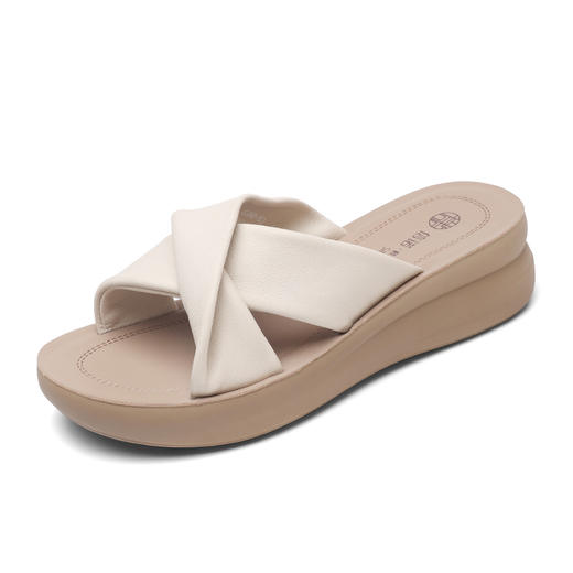 信诺真皮妈妈拖鞋2025夏季新款厚底外穿时尚一字拖舒适软底女鞋子5L950-52 商品图3