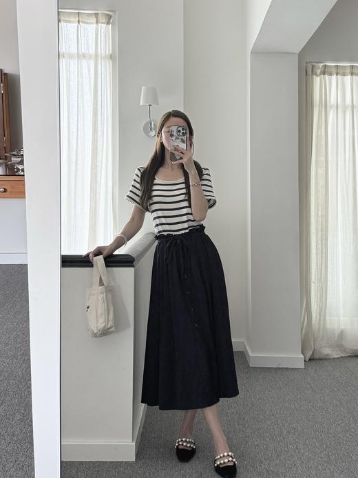 随身携带我的风景｜简约通勤 拼接收腰设计连衣裙 面料自带天然棉籽壳 藏青色 商品图2