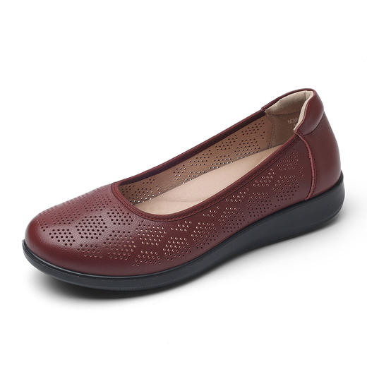 真皮妈妈鞋2025新款夏季中老年软底凉鞋镂空透气奶奶皮鞋单鞋女款A5C9811-070 商品图4