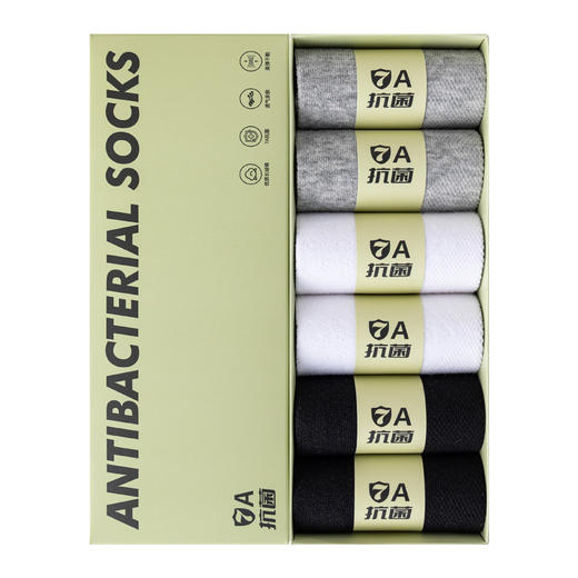 男女通用款春夏短袜6双盒装袜子男士防臭抗菌袜7a级夏季网眼透气短筒运动吸汗商务袜 商品图4