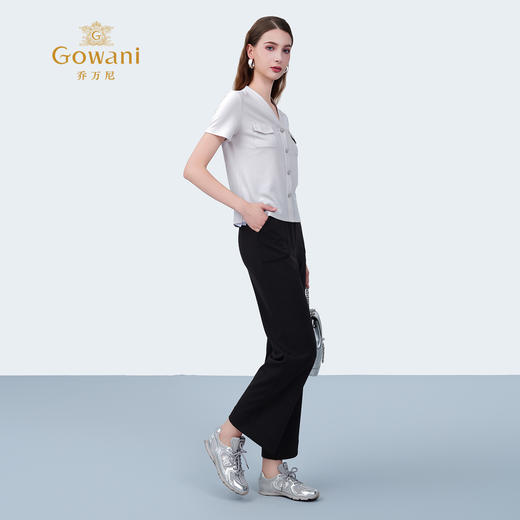 乔万尼2025新品小香风设计法式风短袖V领衬衫ED2C512 商品图2