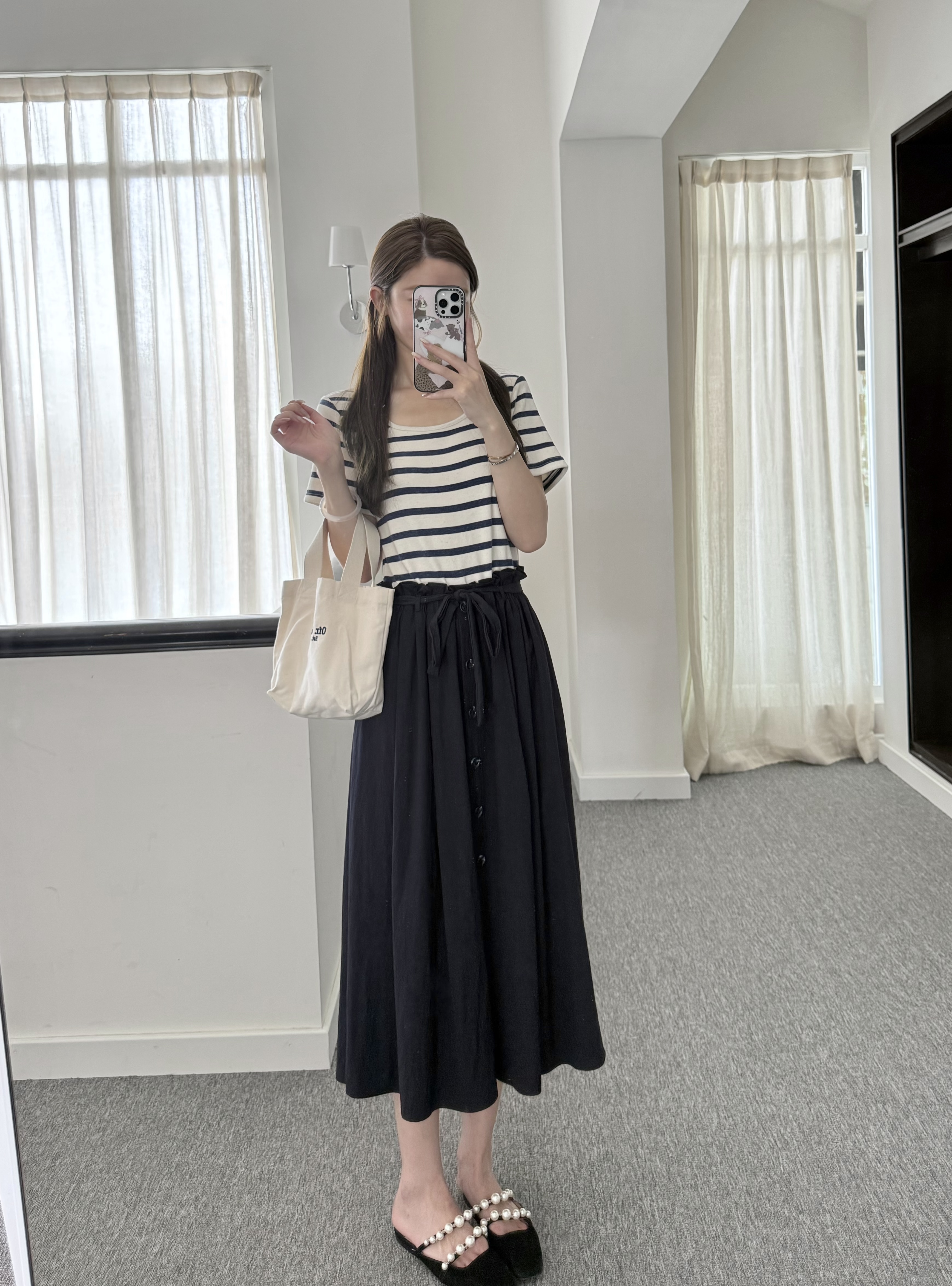 随身携带我的风景｜简约通勤 拼接收腰设计连衣裙 面料自带天然棉籽壳 藏青色