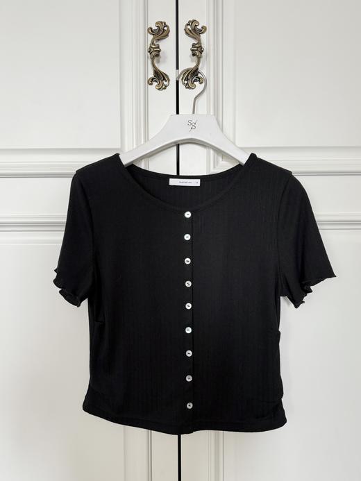 随身携带我的风景｜简约通勤 黄金比例 单排贝壳扣简约设计 针织肌理面料 套装 黑色 商品图3