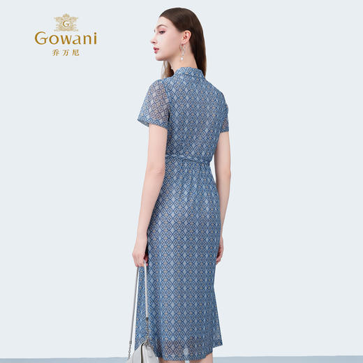 乔万尼2025新品法式收腰定制双G格纹衬衫连衣裙ED2E431 商品图4