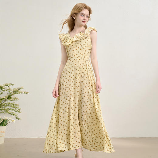 【限时秒杀】西遇碎花吊带连衣裙女夏季新款荷叶边旅游海边度假风裙子H0051120 商品图3