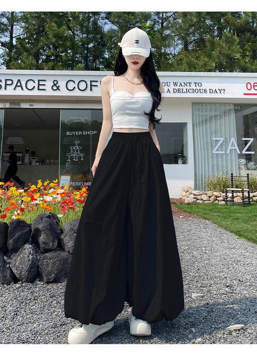 【YW】无忧购韩系慵懒感蓬蓬高腰显瘦宽松九分休闲阔腿花苞裙裤H-1813（截单后3-5天发货) 商品图8