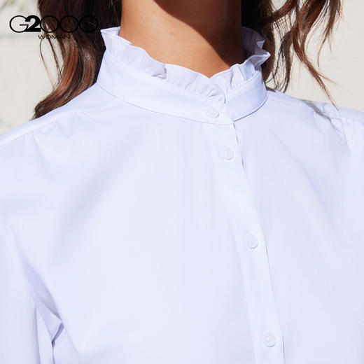 G2000女装SS25商场新款【莫代尔弹性】柔软质感花边领长袖连衣裙51221143 商品图2