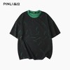 PINLI品立2025夏季新款潮流破洞短袖圆领T恤男士宽松休闲撞色上衣B252111084 商品缩略图3