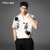PINLI品立夏季新款国潮印花短袖衬衫男士休闲贴布绣宽松衬衣B252113059 商品缩略图0