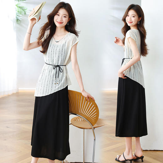 2025年夏季新款吊带连衣裙套装设计感不规则上衣系带减龄两件套HR-XYFS6792 商品图0