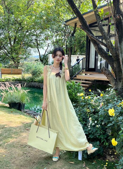 【GZ】无忧购韩系度假风温柔少女系带收腰显瘦背心连衣裙1935（截单后3-.5天发货) 商品图7