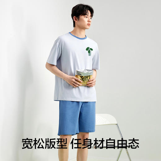 【5A抑菌 100%棉】【有棵树】男士夏季短袖短裤纯棉家居服套装 商品图4
