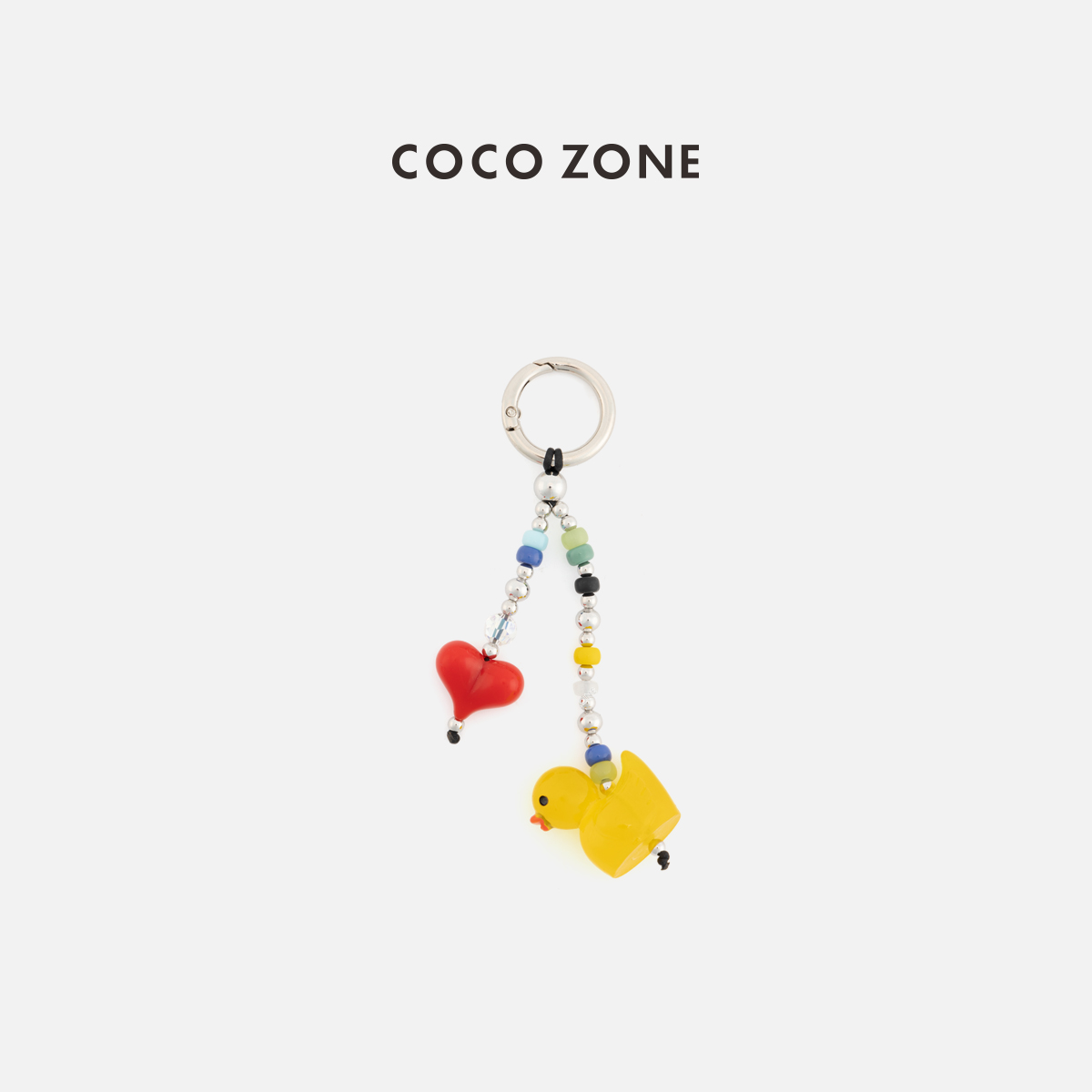 COCO ZONE 时尚设计感可爱小黄鸭爱心包链挂饰CC2D3283