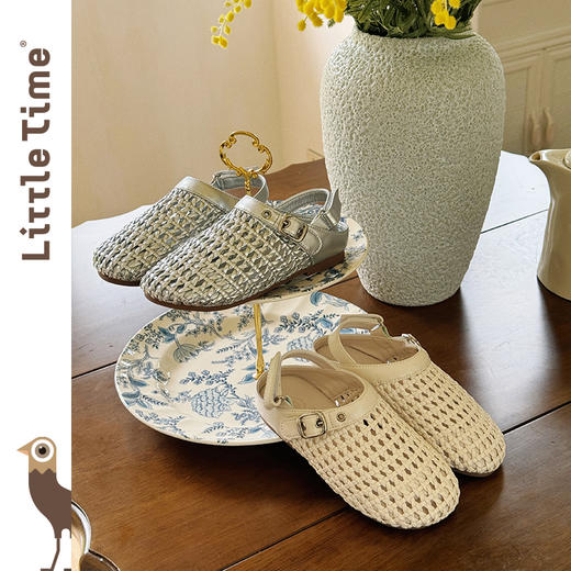 littletime儿童凉鞋2025夏季新款休闲女童镂空编织包头拖鞋勃肯鞋 商品图3